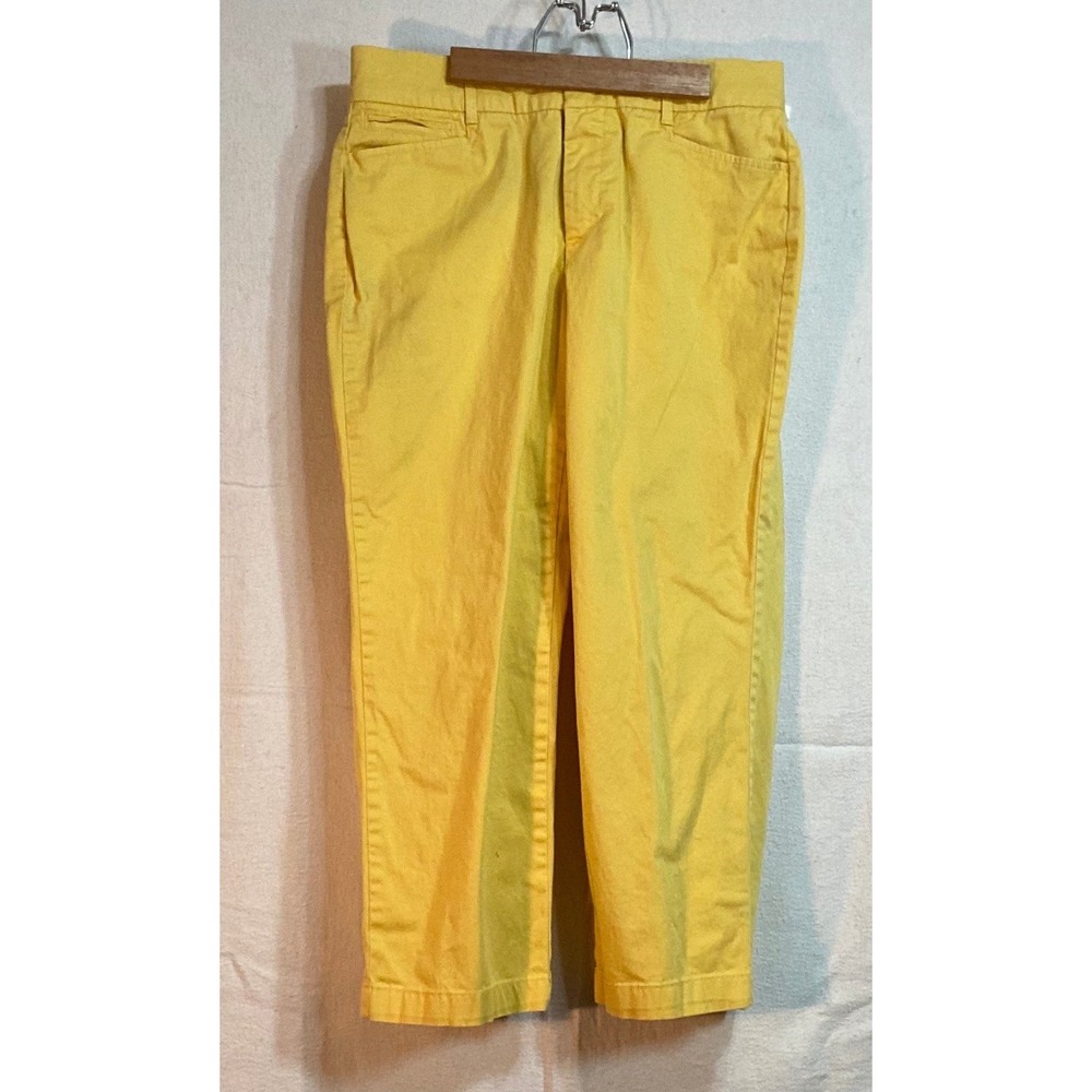JM Collection Womens Yellow Capri Pant Size6 Stretch Cotton Blend Cropped Casual